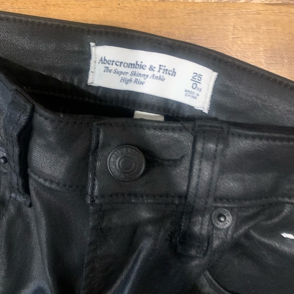 Abercrombie High Rise LEATHER Skinny Ankle Jeans - Black - Picture 3 of 9